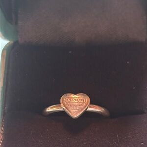 Coach Silver Heart Emblem Ring